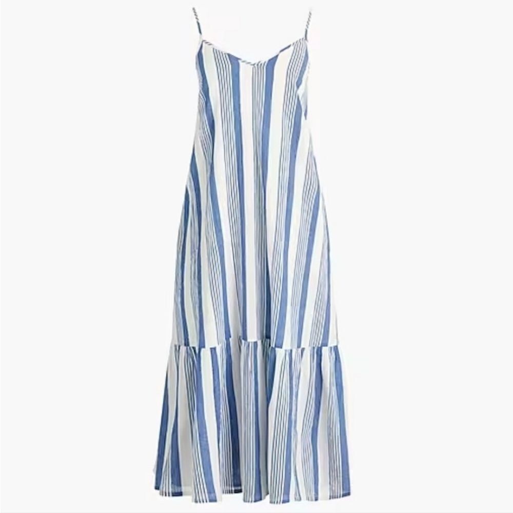 J. Crew Coastal Striped Cotton Midi Dress Sz M NWT